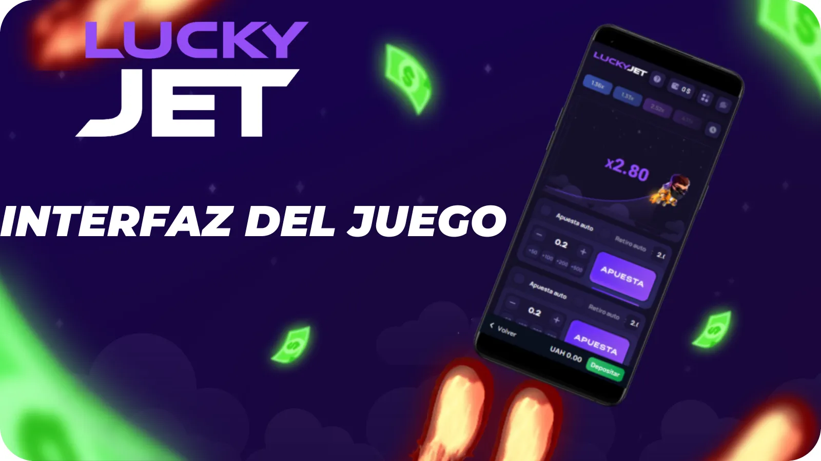 Interfaz del juego Lucky Jet