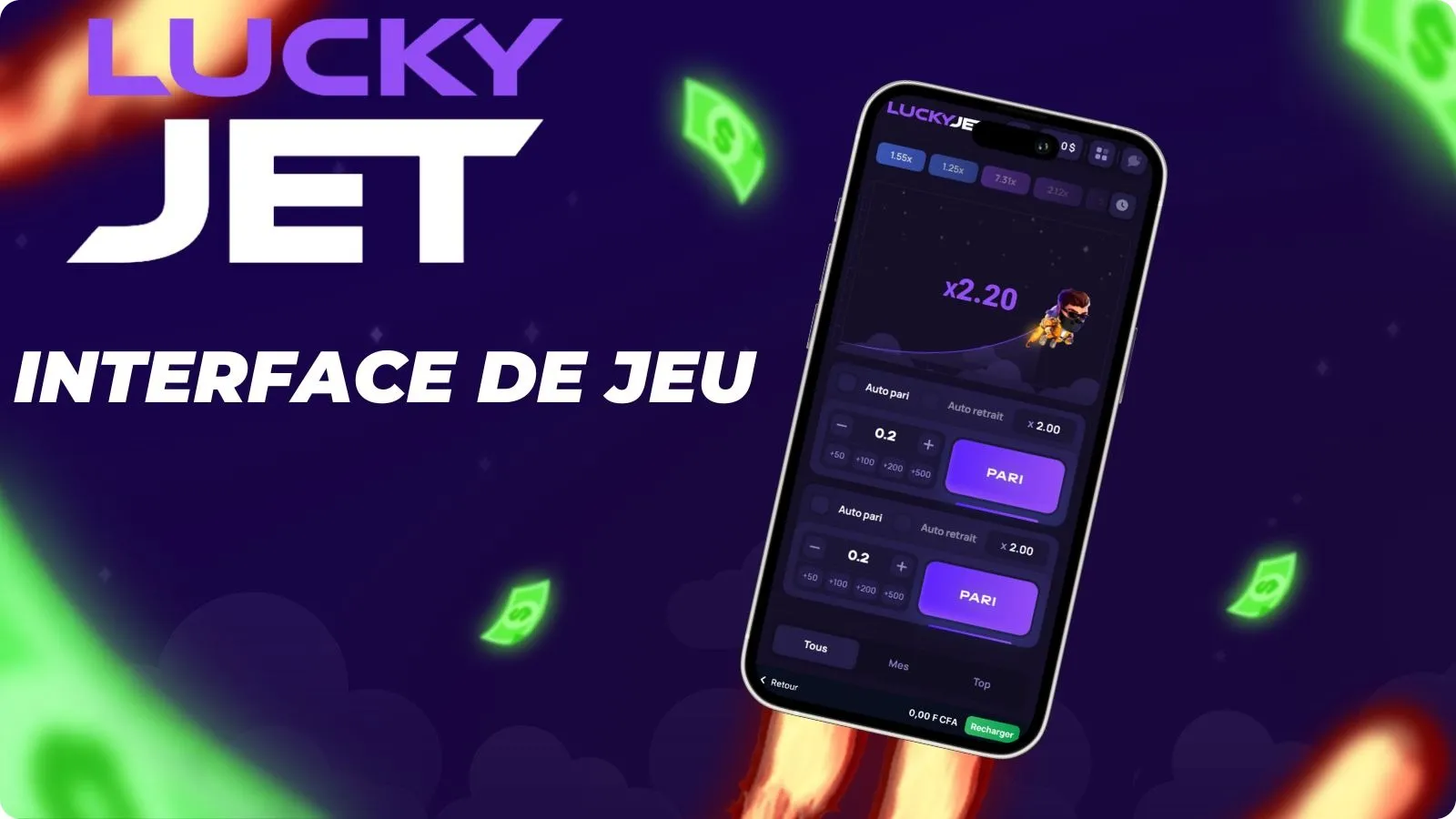 Interface de jeu Lucky Jet