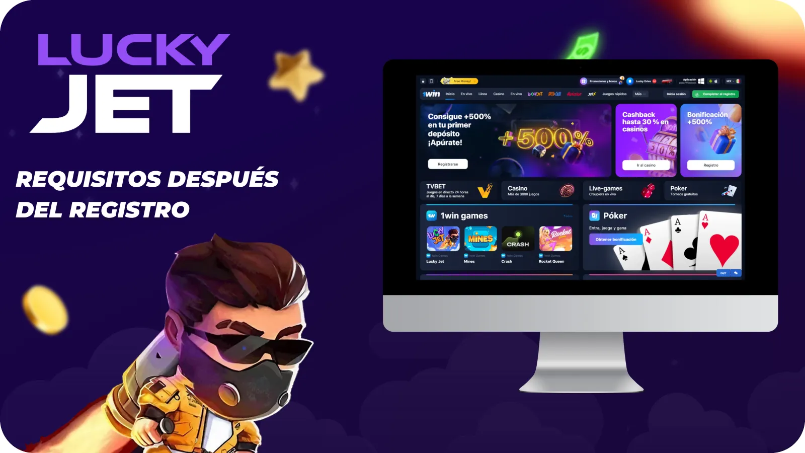 Primeros pasos después del registro en Lucky Jet 1Win