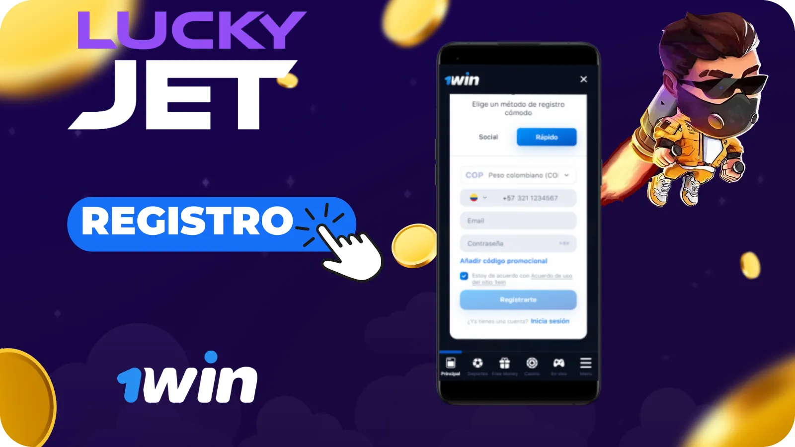 Registro en Lucky Jet 1Win