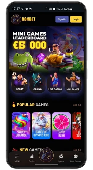 Donbet Casino web version in Chrome
